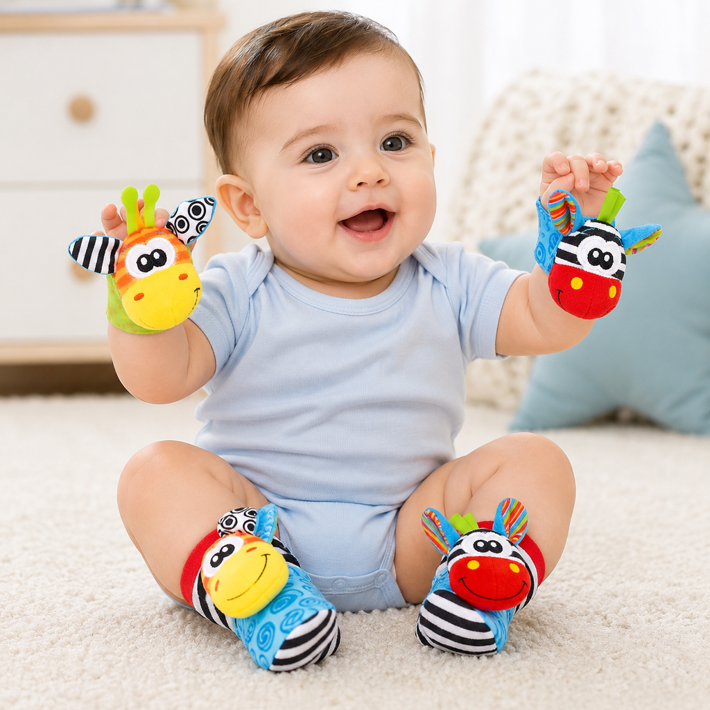 Cute Baby Rattle Wrist & Foot Socks – 2PCS Set