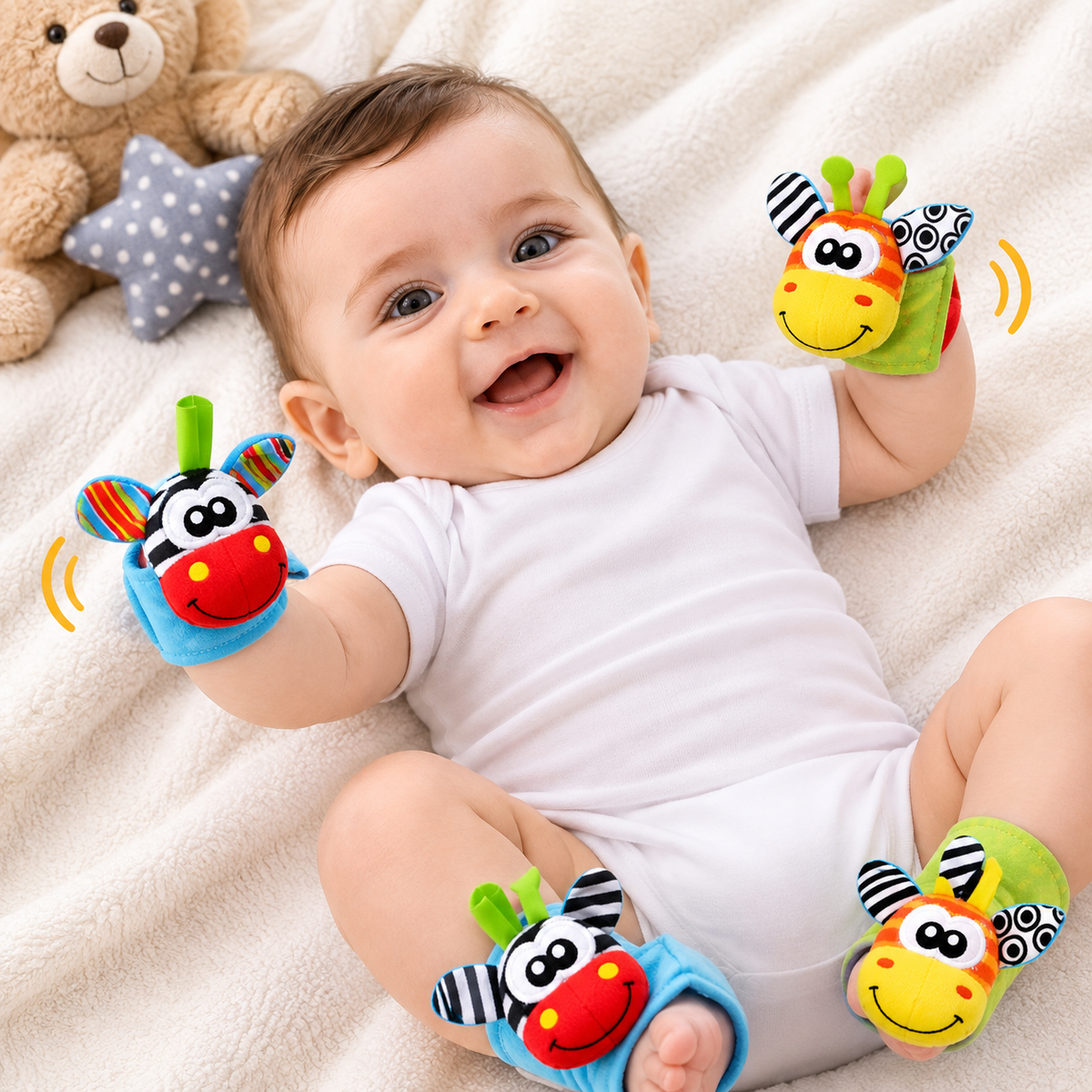 Cute Baby Rattle Wrist & Foot Socks – 2PCS Set